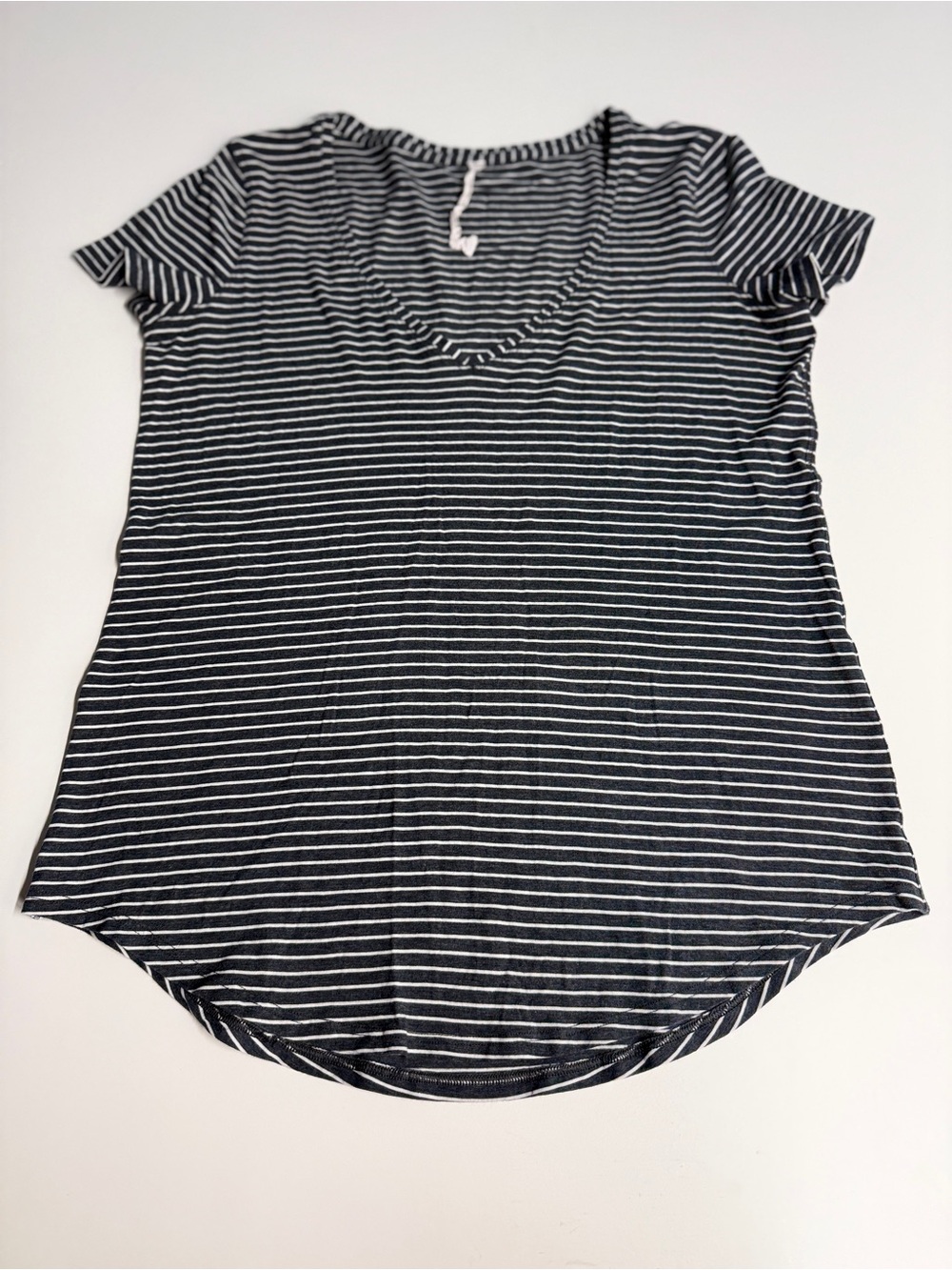 lululemon athletica Black & White Striped V-Neck Tee